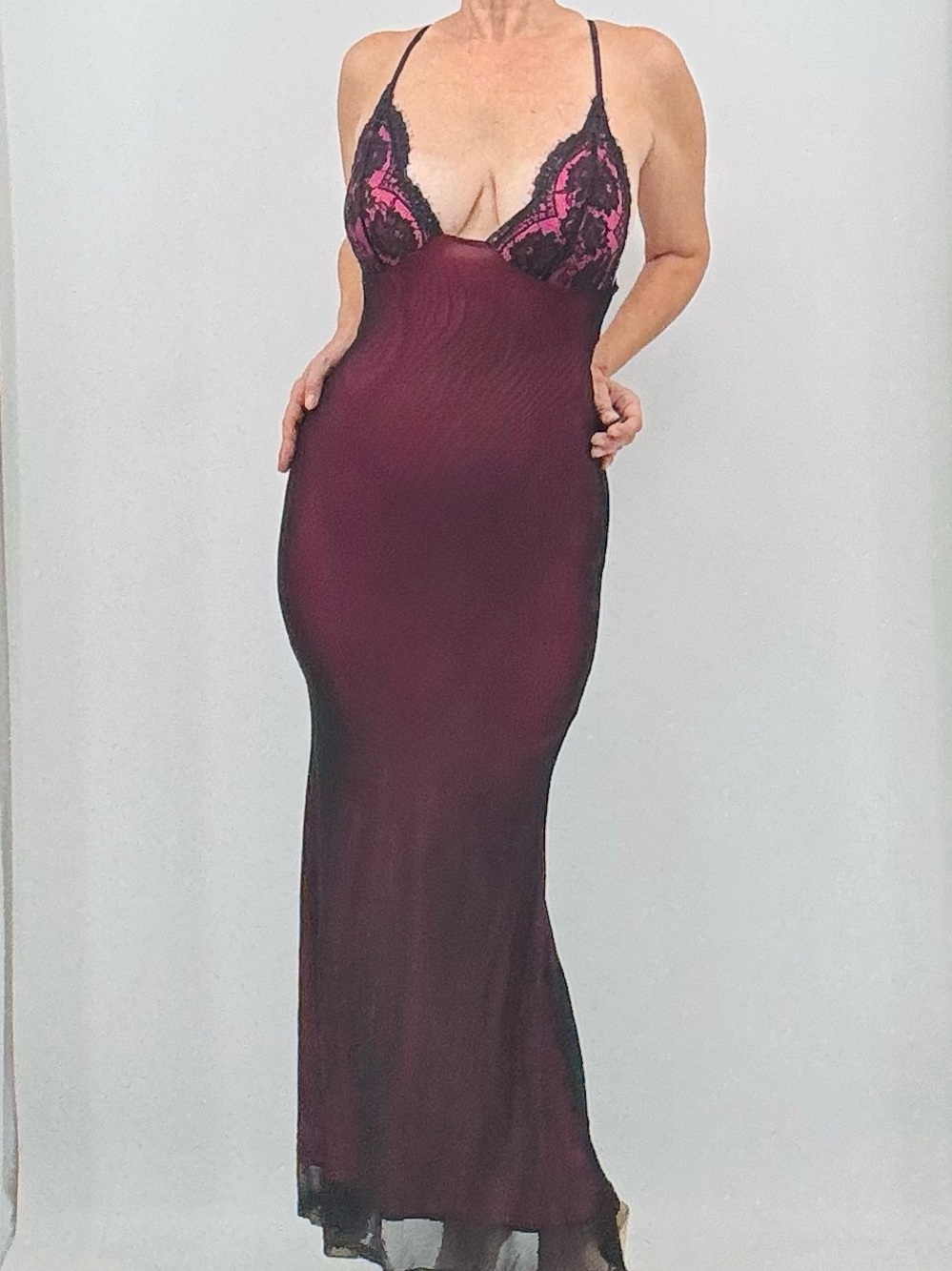 Vintage 90s Whimsigoth Coquette Fairy Grunge Lace Mesh Corset Maxi Slip Dress
